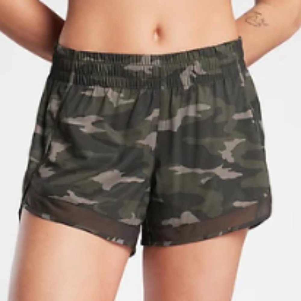 Camo Printed Mesh Racer Run Short 4"